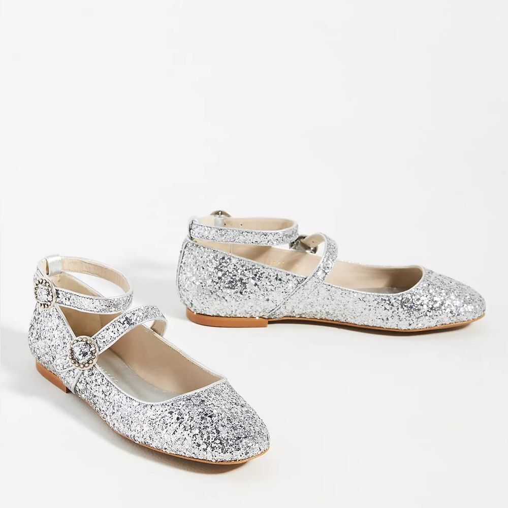Anthropologie Freda Salvador Glitter Mary Jane Ankle Strap Juliette flats